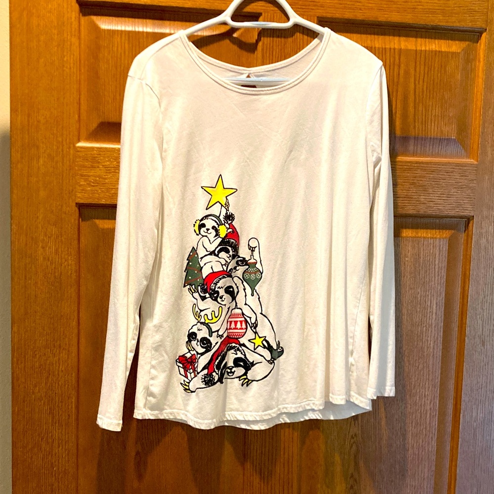 Long sleeve t shirt - Christmas sloths -Justice brand 22 plus